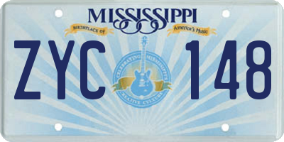 MS license plate ZYC148