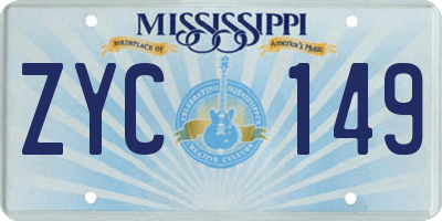 MS license plate ZYC149