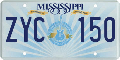 MS license plate ZYC150