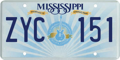 MS license plate ZYC151