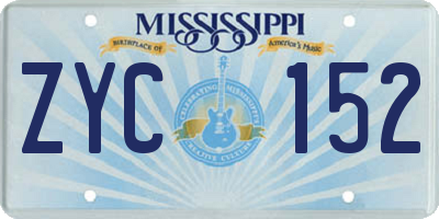 MS license plate ZYC152