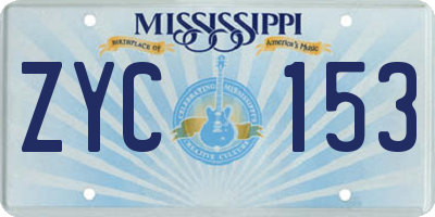 MS license plate ZYC153