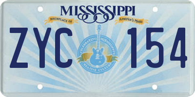 MS license plate ZYC154