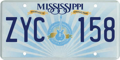 MS license plate ZYC158