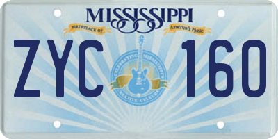MS license plate ZYC160