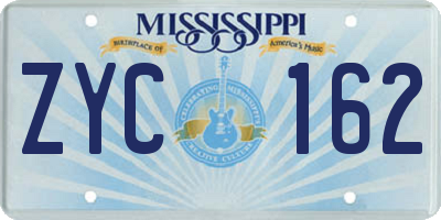 MS license plate ZYC162