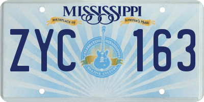 MS license plate ZYC163
