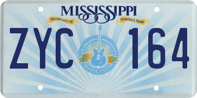 MS license plate ZYC164