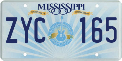 MS license plate ZYC165