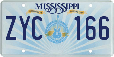 MS license plate ZYC166