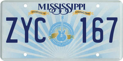 MS license plate ZYC167