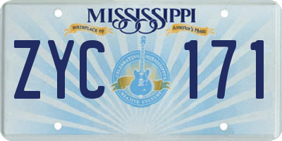 MS license plate ZYC171