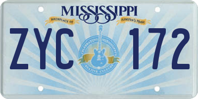 MS license plate ZYC172