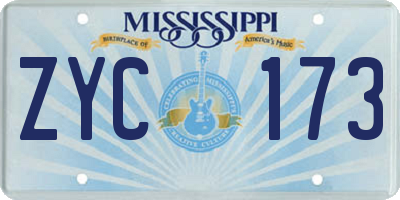 MS license plate ZYC173