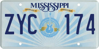 MS license plate ZYC174