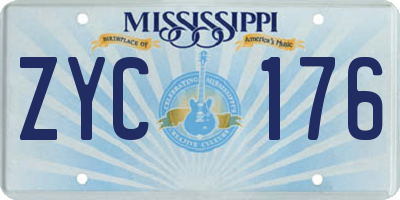 MS license plate ZYC176
