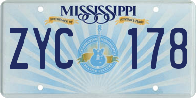 MS license plate ZYC178
