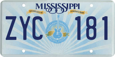 MS license plate ZYC181
