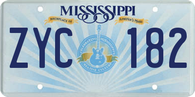 MS license plate ZYC182