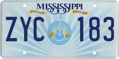 MS license plate ZYC183