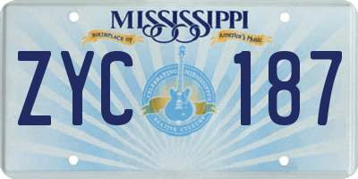 MS license plate ZYC187
