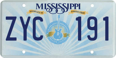 MS license plate ZYC191