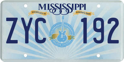 MS license plate ZYC192