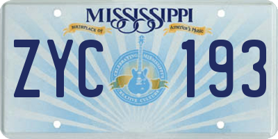 MS license plate ZYC193