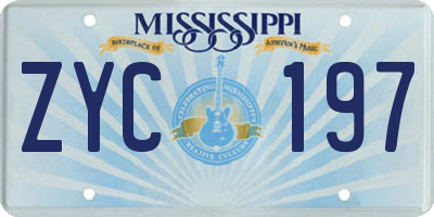 MS license plate ZYC197