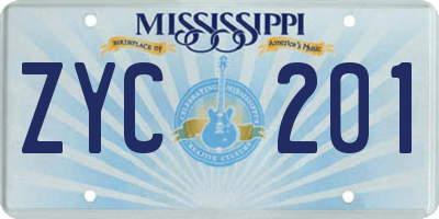 MS license plate ZYC201