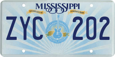MS license plate ZYC202