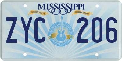MS license plate ZYC206