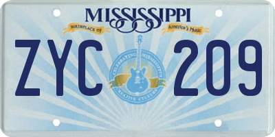 MS license plate ZYC209