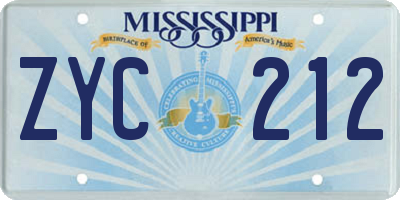 MS license plate ZYC212