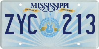 MS license plate ZYC213