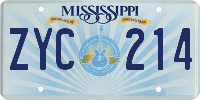 MS license plate ZYC214