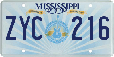 MS license plate ZYC216