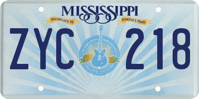 MS license plate ZYC218