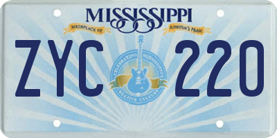 MS license plate ZYC220