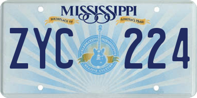 MS license plate ZYC224