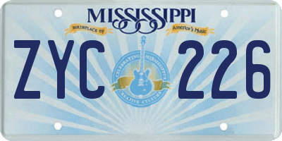 MS license plate ZYC226