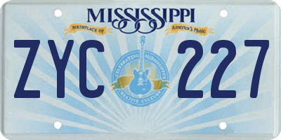 MS license plate ZYC227