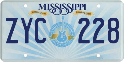 MS license plate ZYC228