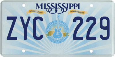 MS license plate ZYC229