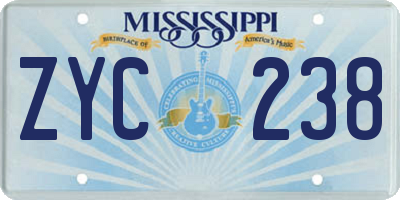 MS license plate ZYC238