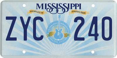 MS license plate ZYC240