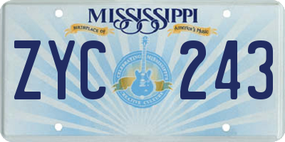 MS license plate ZYC243