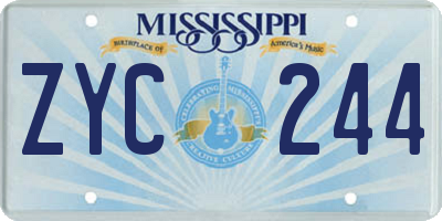 MS license plate ZYC244