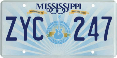 MS license plate ZYC247