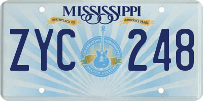 MS license plate ZYC248